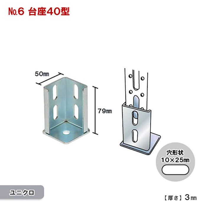 キタジマ 鋼材アングル コーナー金具 No.6 台座 40型