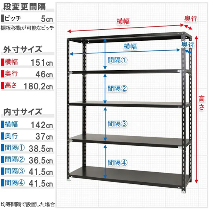 【送料無料】キタジマ カラースチール棚 白 5段 N1500【別送品】