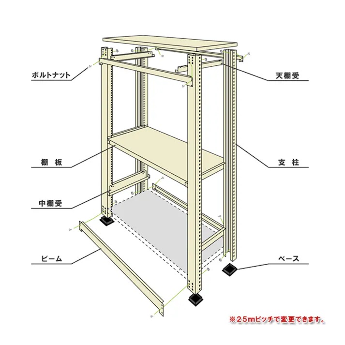 【送料無料】キタジマ 軽中量ラック 200KG 連結 幅180cm 奥行45cm 高さ180cm 4段 【別送品】