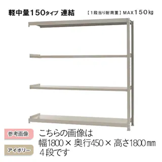 【送料無料】キタジマ 軽中量ラック 150KG 連結 幅1200×奥行き300×高さ1200mm 4段 【別送品】