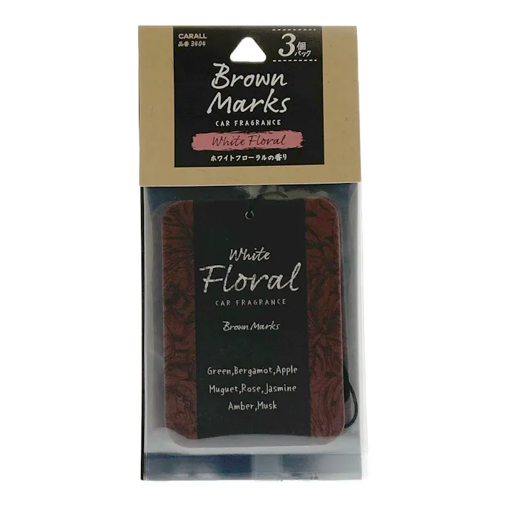 オカモト カーオール CARALL ブラウンマーク プレート ホワイトフローラル 3404 3個パック