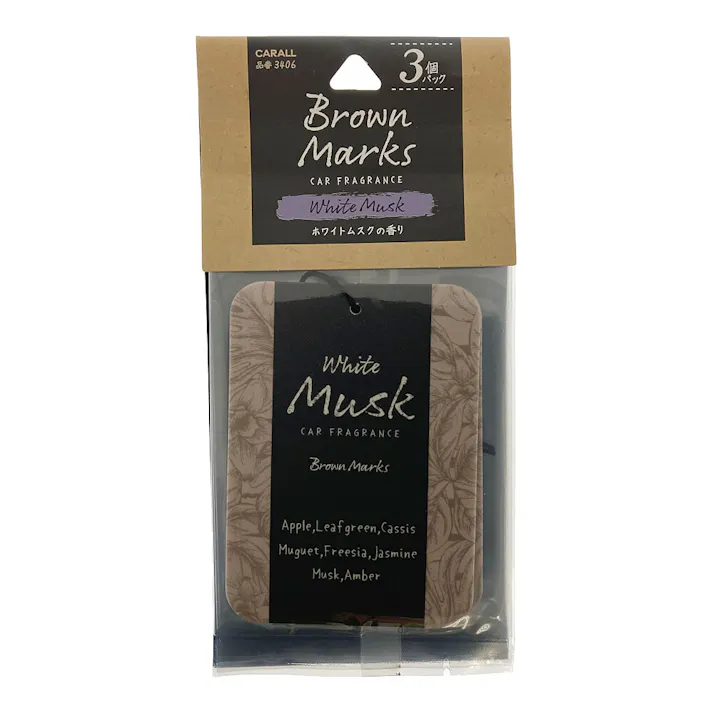 オカモト カーオール CARALL ブラウンマーク プレート ホワイトムスク 3406 3個パック