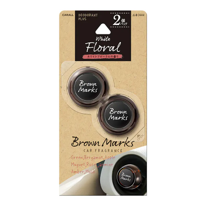 オカモト カーオール CARALL ブラウンマークス クリップ ホワイトフローラル 3444 2個パック