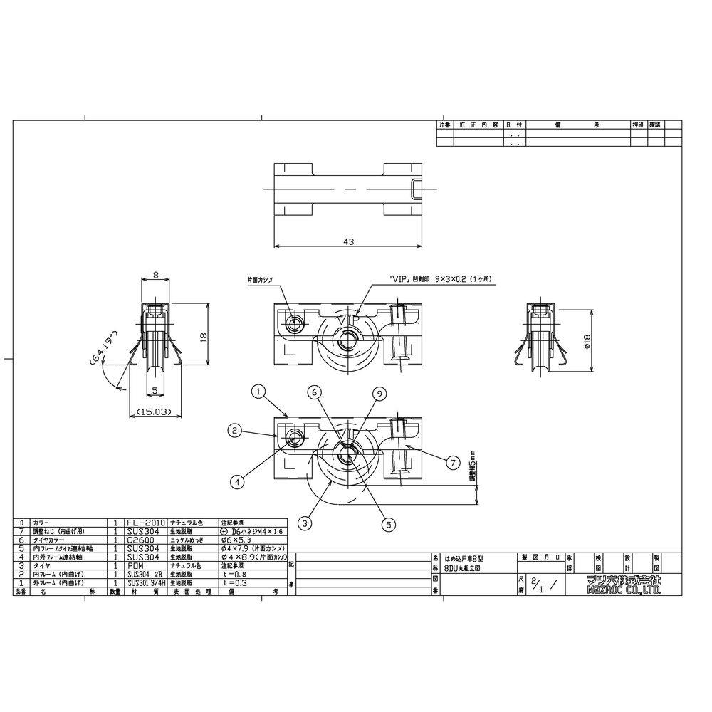はめ込み戸車 内曲げ 8DU 丸 15522 | 障子・襖 通販 | ホームセンター