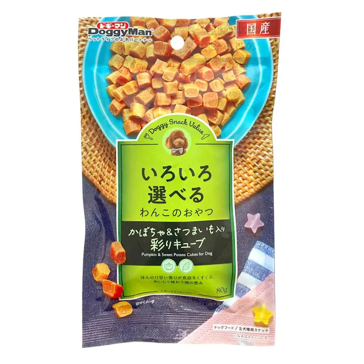 ドギーマンハヤシ ドギースナック バリュー かぼちゃ&さつまいも入り彩りキューブ 80g