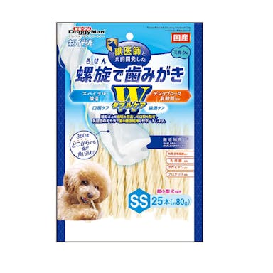 ドギーマン ホワイデント 螺旋で歯みがき ダブルケア ミルク味 超小型犬向き SS 25本