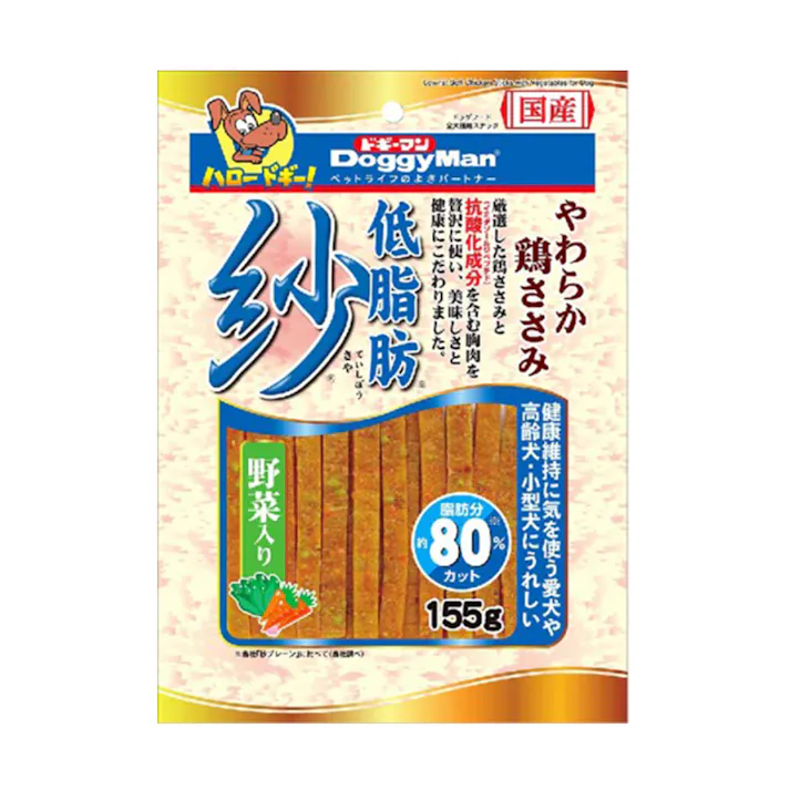 ドギーマン 紗 低脂肪 やわらか鶏ささみ 野菜入り 155g
