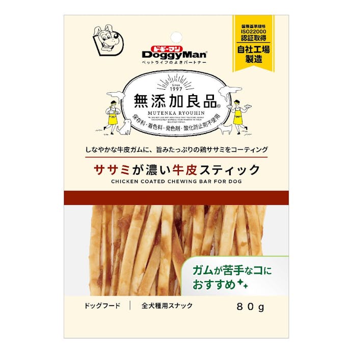 無添加良品 ササミが濃い牛皮スティック 80g