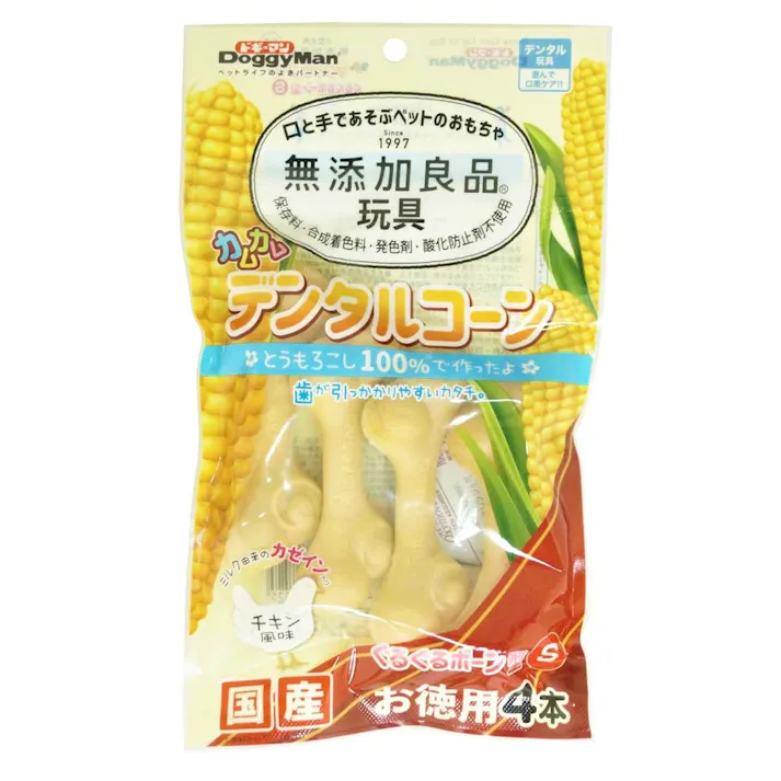ドギーマン 無添加良品 玩具 カムカムデンタルコーン チキン風味 S お徳用4本