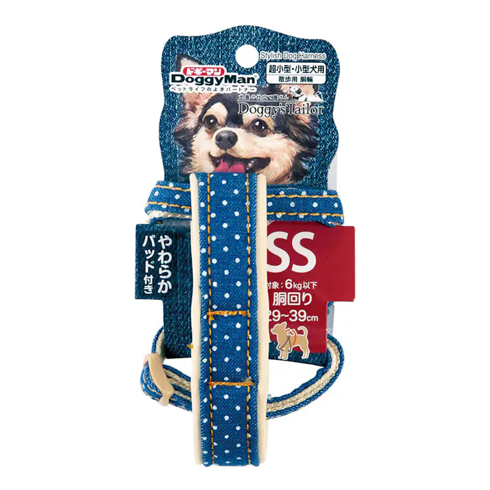 ドギーズテーラー ドックハーネスSSデニムドット