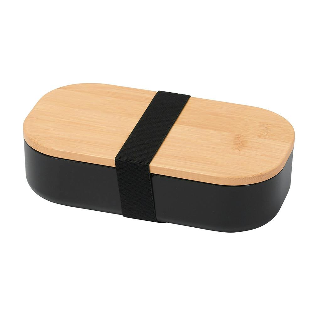 竹製蓋ランチボックス 600ml ブラック D6783