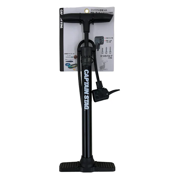 キャプテンスタッグ CAPTAIN STAG コンパクト空気入れ 鉄/デュアル口金/英・米・仏式バルブ対応 ブラック Y-3225