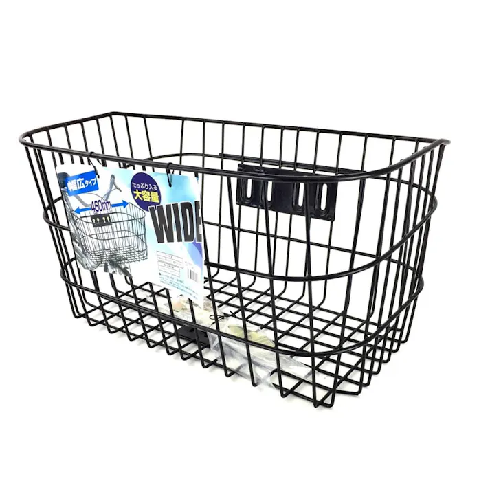 キャプテンスタッグ CAPTAIN STAG ワイヤーバスケット 前用 角型 ワイド ブラック Y-5147