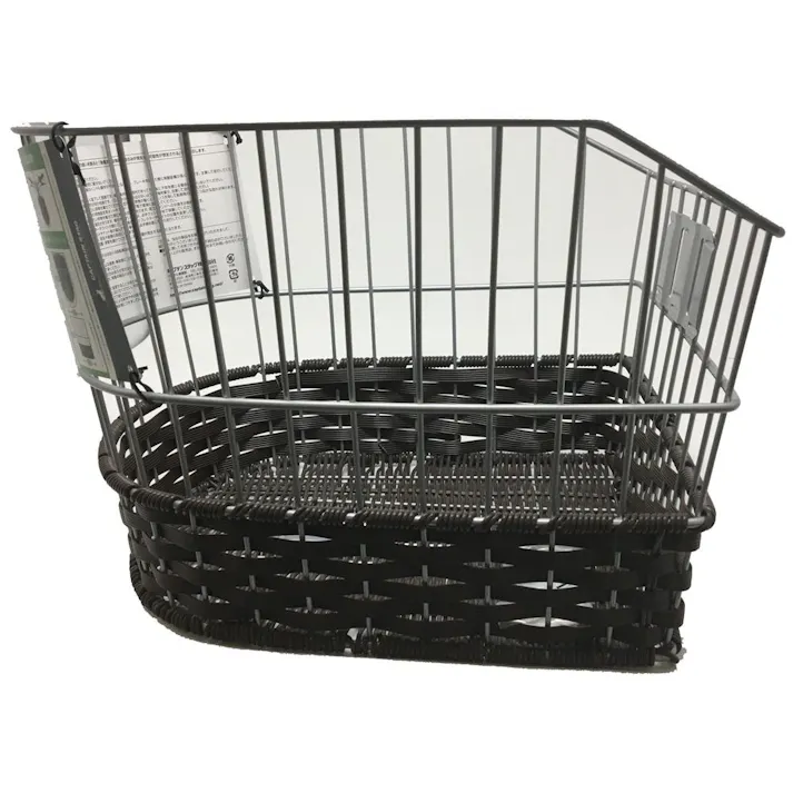 キャプテンスタッグ CAPTAIN STAG フロント 平編ワイヤーバスケット D型 スリム シルバー/ブラウン Y-5252