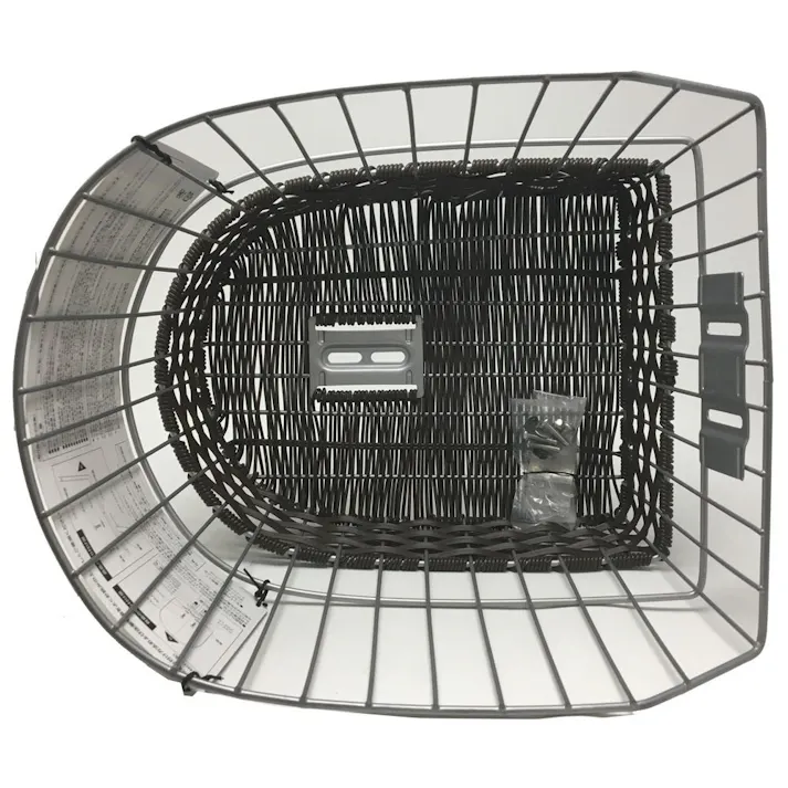 キャプテンスタッグ CAPTAIN STAG フロント 平編ワイヤーバスケット D型 スリム シルバー/ブラウン Y-5252