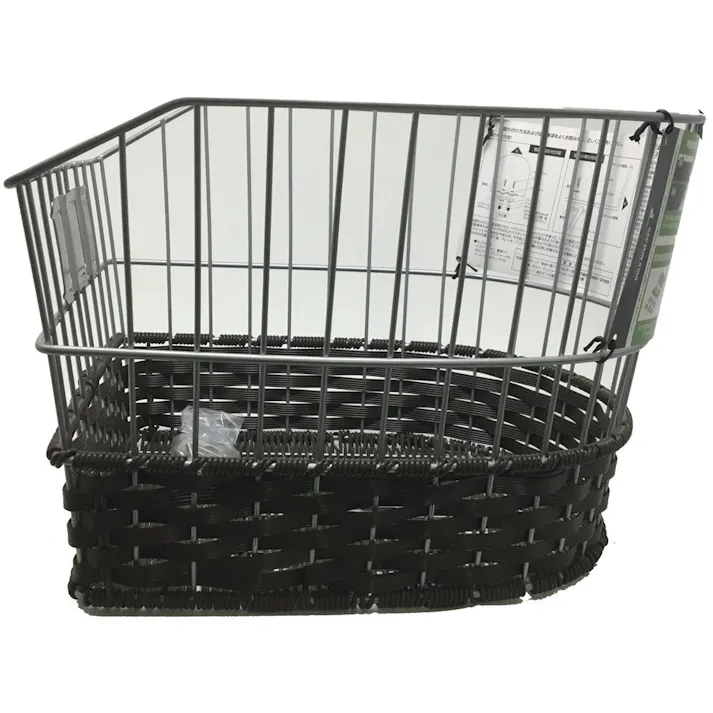 キャプテンスタッグ CAPTAIN STAG フロント 平編ワイヤーバスケット D型 スリム シルバー/ブラウン Y-5252