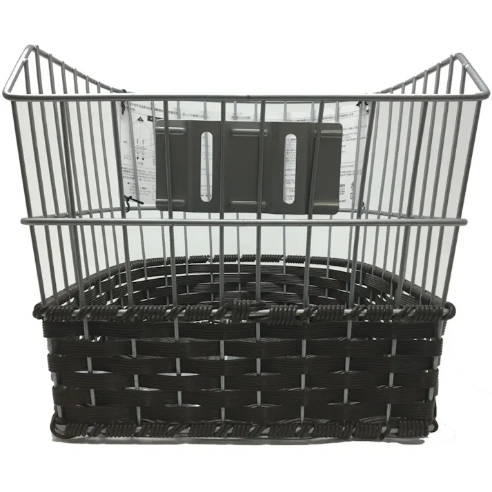 キャプテンスタッグ CAPTAIN STAG フロント 平編ワイヤーバスケット D型 スリム シルバー/ブラウン Y-5252