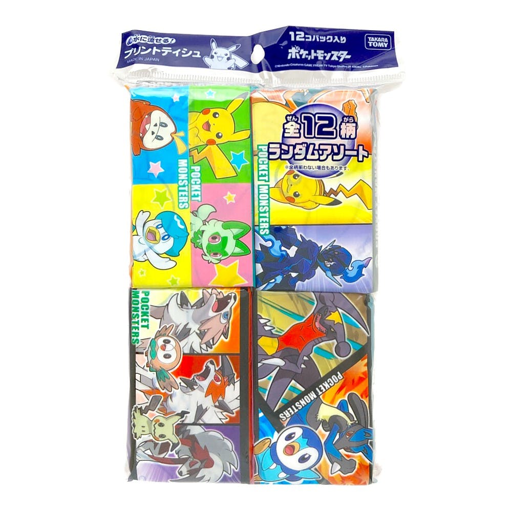 水に流せるプリントティシュ ポケットモンスター 16枚(8組)×12パック 紙製品 水に流せるプリントティシュ ポケットモンスター 16枚(8組)×12パック 紙製品