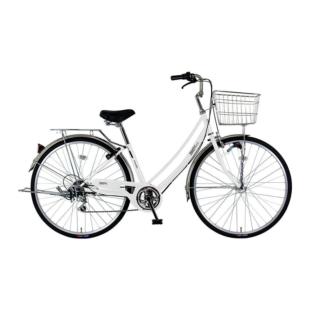 【自転車】26年モデル marukin自転車 軽快車 トラフィックホーム 266H 26インチ 外装6段 ホワイト