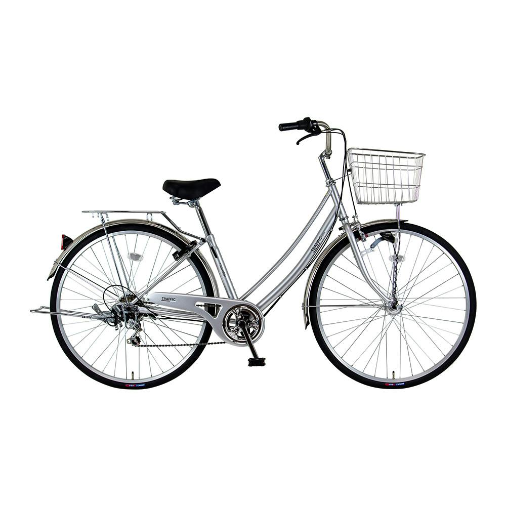 【自転車】26年モデル marukin自転車 軽快車 トラフィックホーム 266H 26インチ 外装6段 シルバー