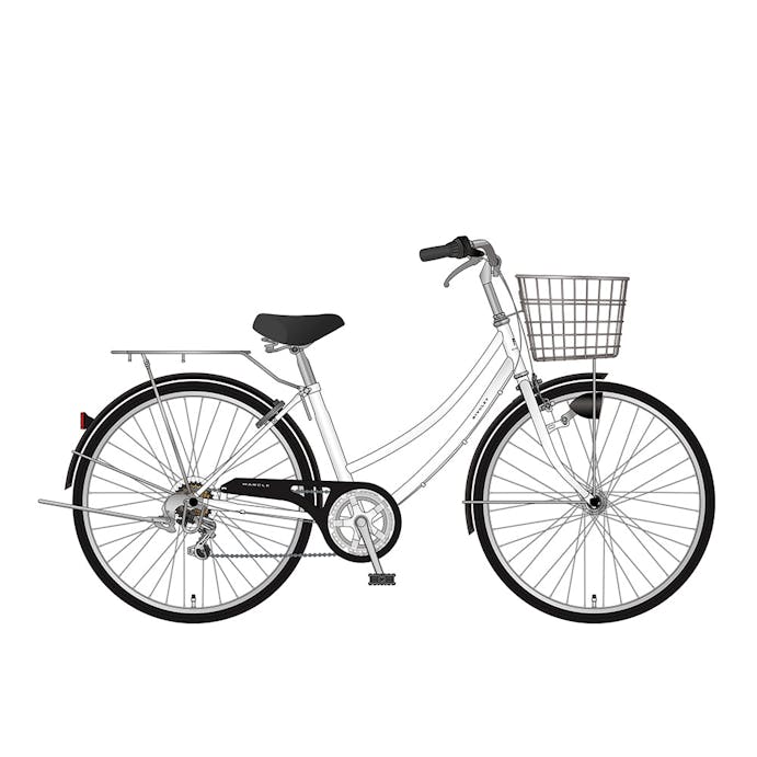 【自転車】《ホダカ》マルクル 軽快車リブレットホームE 26インチ 外装6段 ホワイト(販売終了)