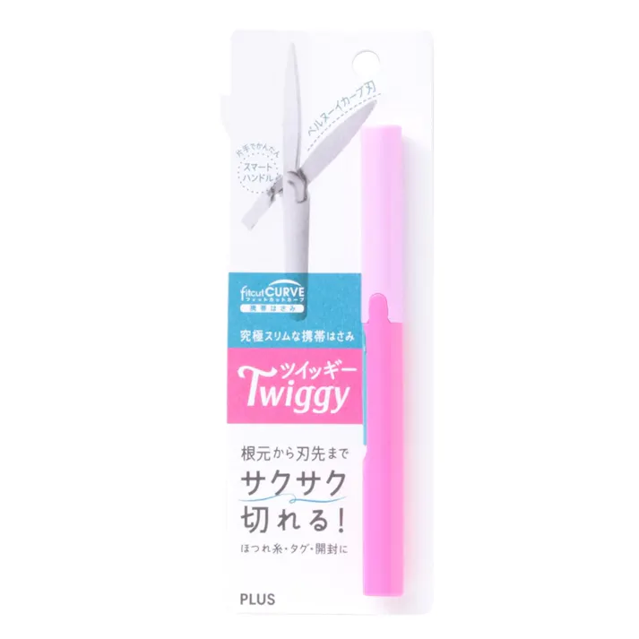 プラス フィットカットカーブ携帯ハサミ ピンク