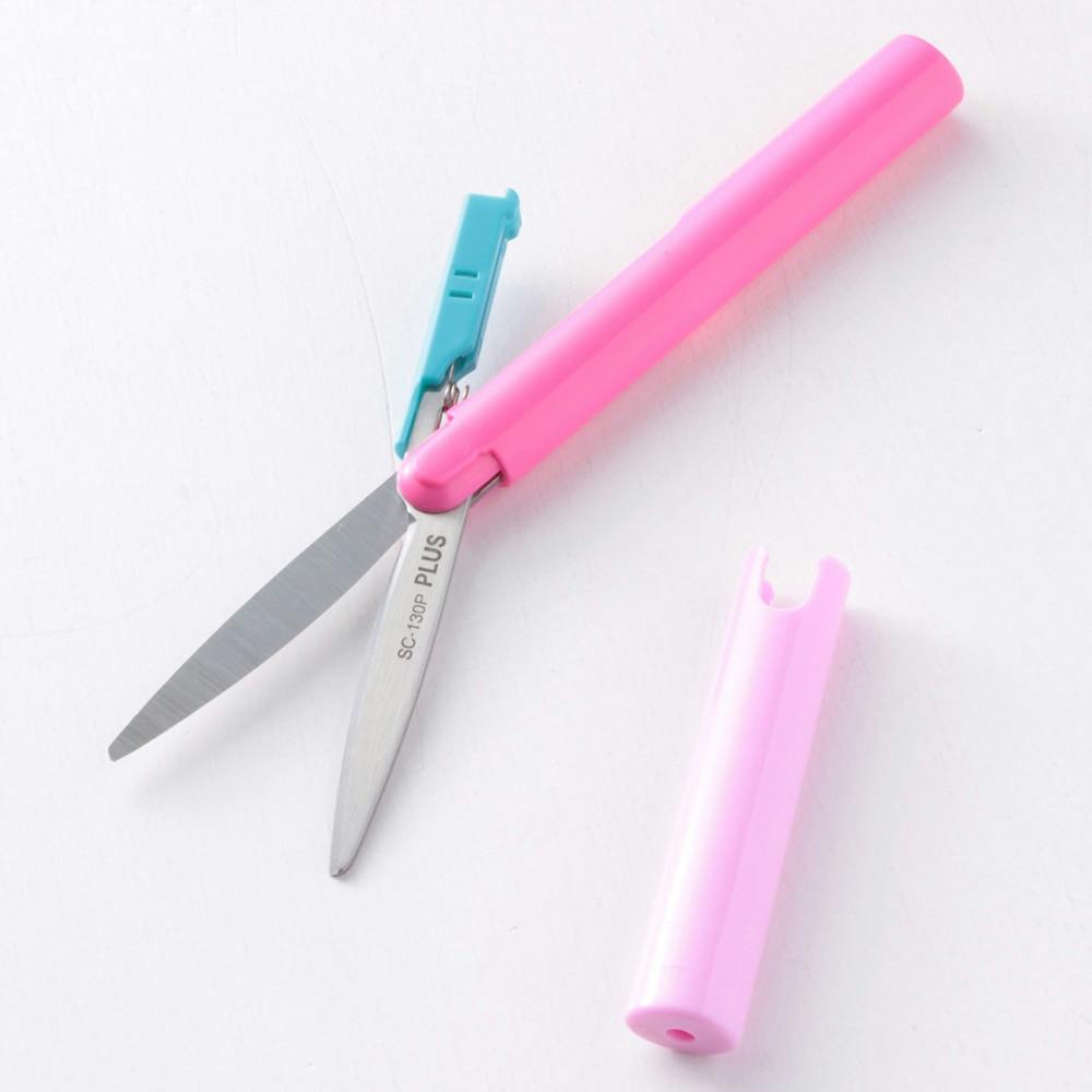 プラス フィットカットカーブ携帯ハサミ ピンク | 文房具・事務用品