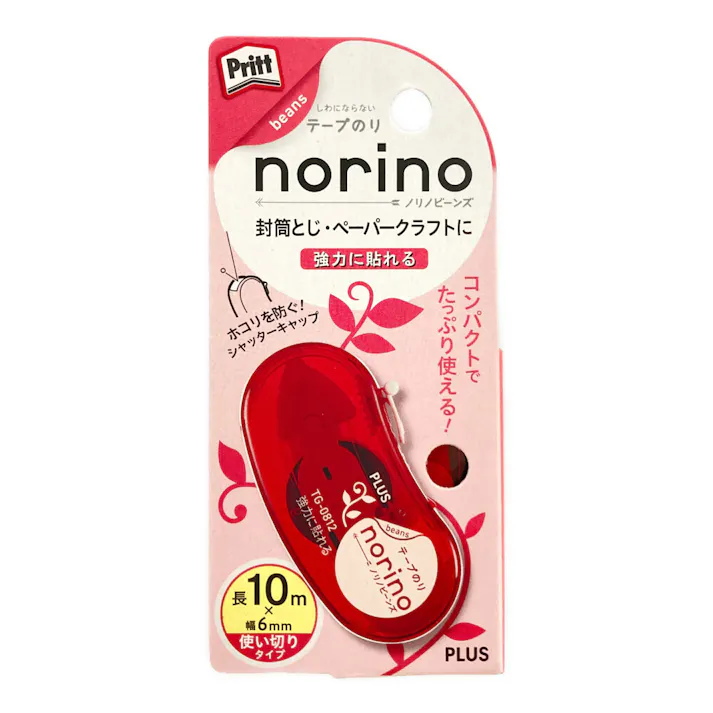 プラス ノリノビーンズ 強力に貼れる クリアレッド TG-0812