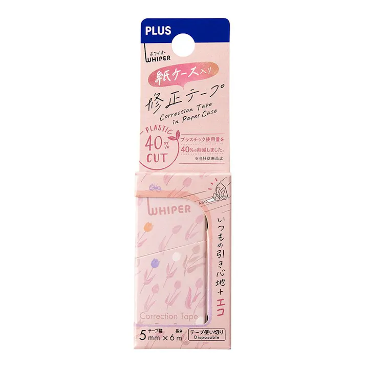 プラス 紙ケース入修正テープ ホワイパー ブルームピンク