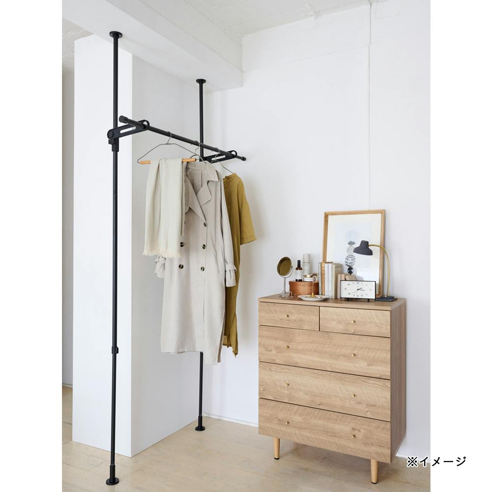 室内つっぱり竿受け1段マットブラック TMH81BK | 室内物干し・物干し