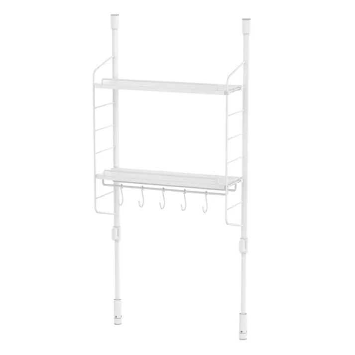 キッチンつっぱりラック トレイ付 マッドホワイト