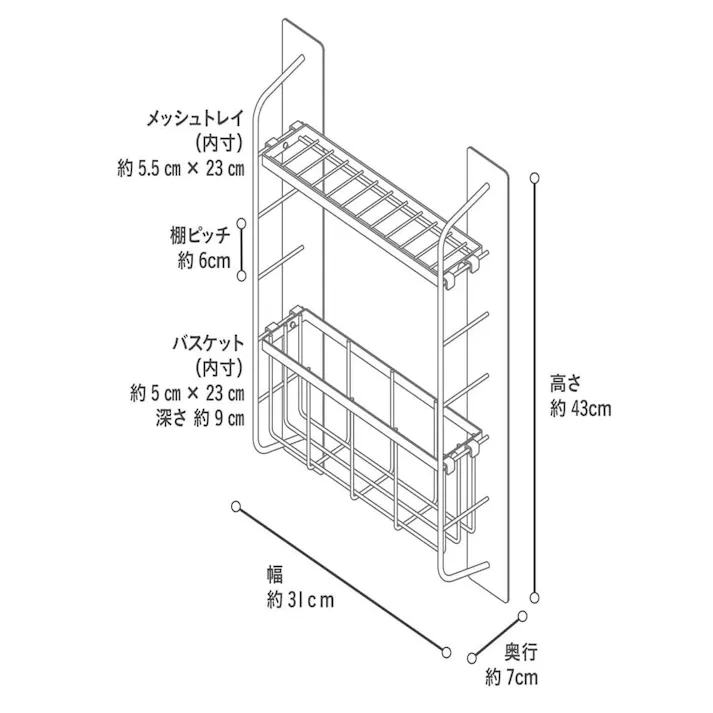 SPLUCE スリムマグネットラック メッシュセット S SPM-2