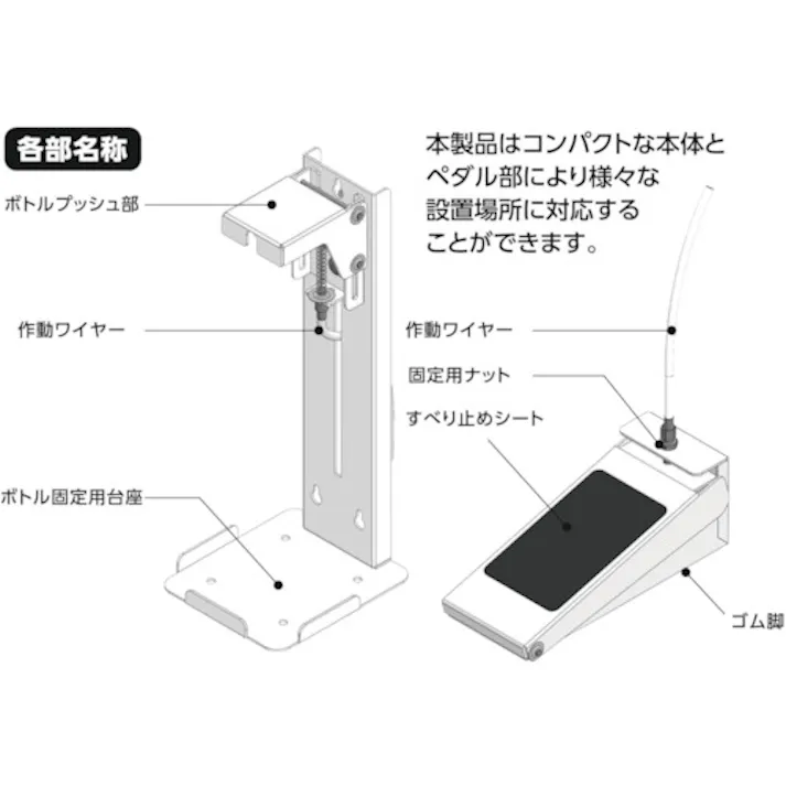 【CAINZ-DASH】光 ペダル式卓上消毒液ボトルスタンド PBSTD-282【別送品】