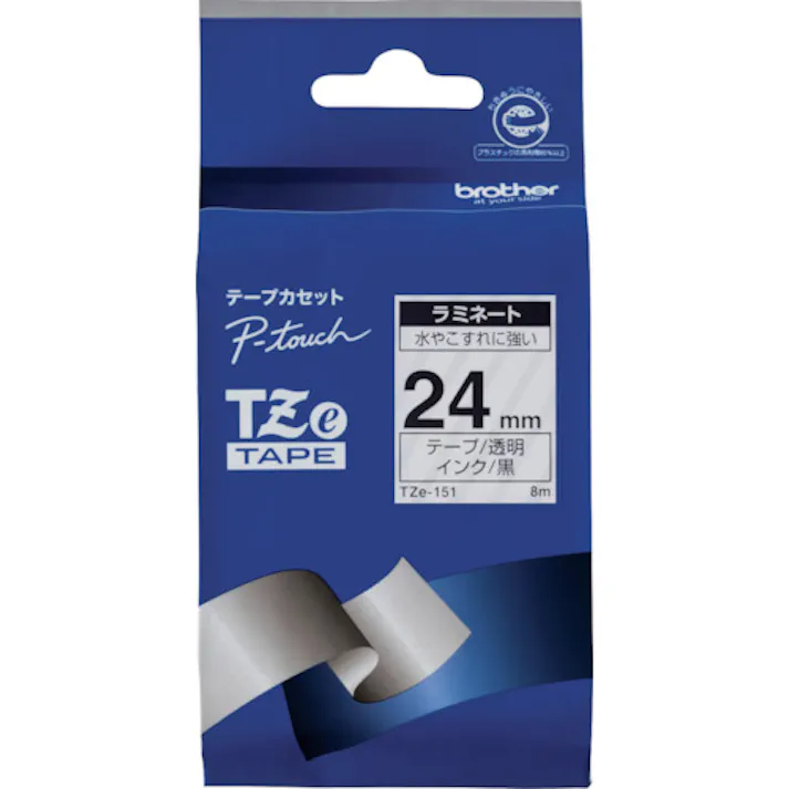 【CAINZ-DASH】ブラザー工業 Tzeテープ 黒文字/透明地/24mm TZE-151【別送品】