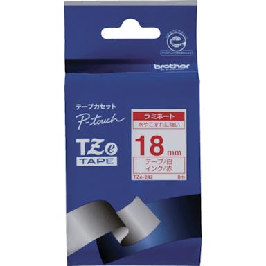 【CAINZ-DASH】ブラザー販売 Ｔｚｅテープ　赤文字／白地／１８ｍｍ TZE-242【別送品】