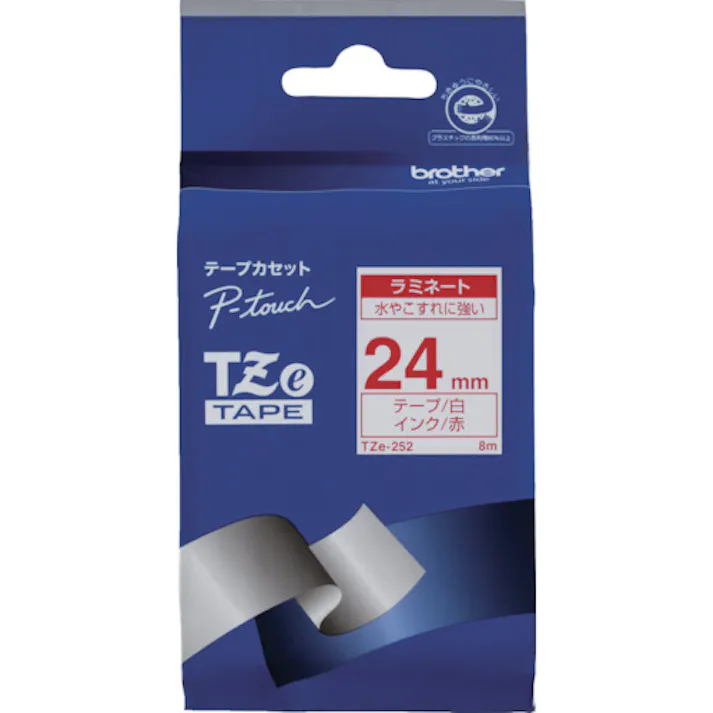 【CAINZ-DASH】ブラザー販売 Tzeテープ 赤文字/白地/24mm TZE-252【別送品】