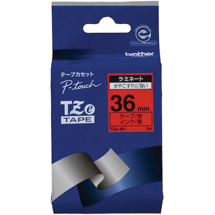 【CAINZ-DASH】ブラザー工業 Tzeテープ 黒文字/赤地/36mm TZE-461【別送品】