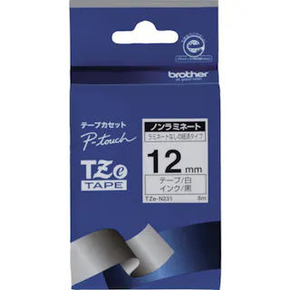 【CAINZ-DASH】ブラザー工業 Tzeテープ ノンラミネート 黒文字/白地/12mm TZE-N231【別送品】
