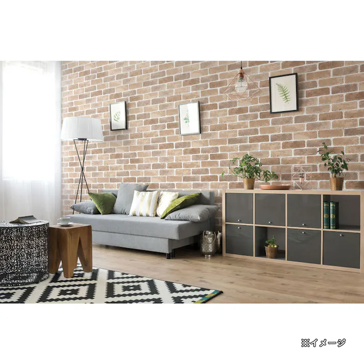 貼ってはがせる 消臭効果のある壁紙 45cm×250cm レンガブラウン