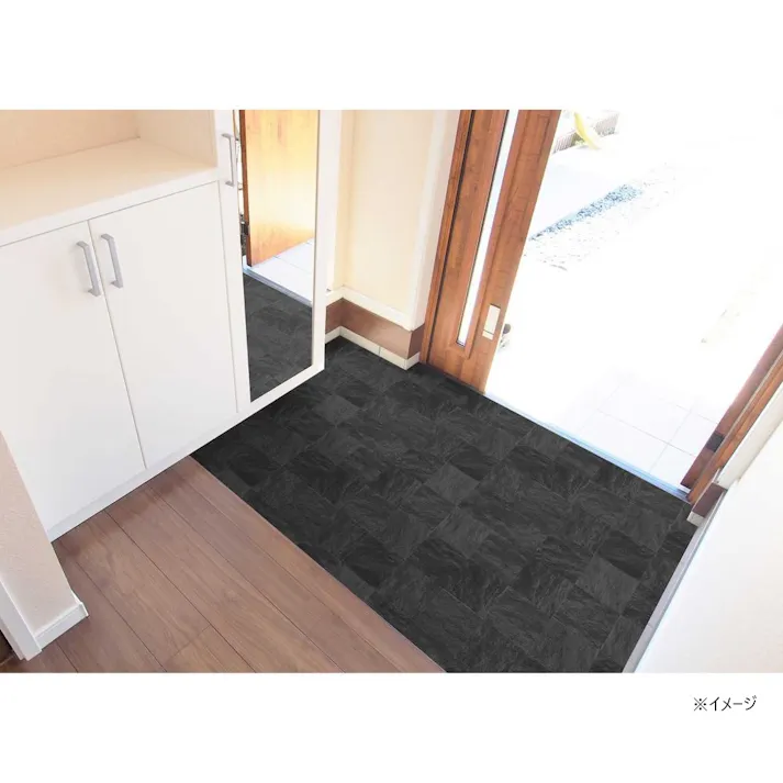お手入れしやすい玄関模様替えシート タイル ブラック GRS-01M 91×150cm