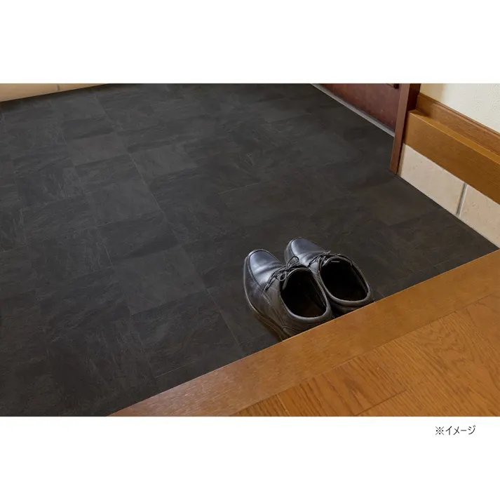 お手入れしやすい玄関模様替えシート タイル ブラック GRS-01M 91×150cm