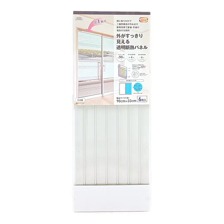 外がすっきり見える 透明断熱パネル 省エネ GNP-3006 90cm 33cm 6枚入
