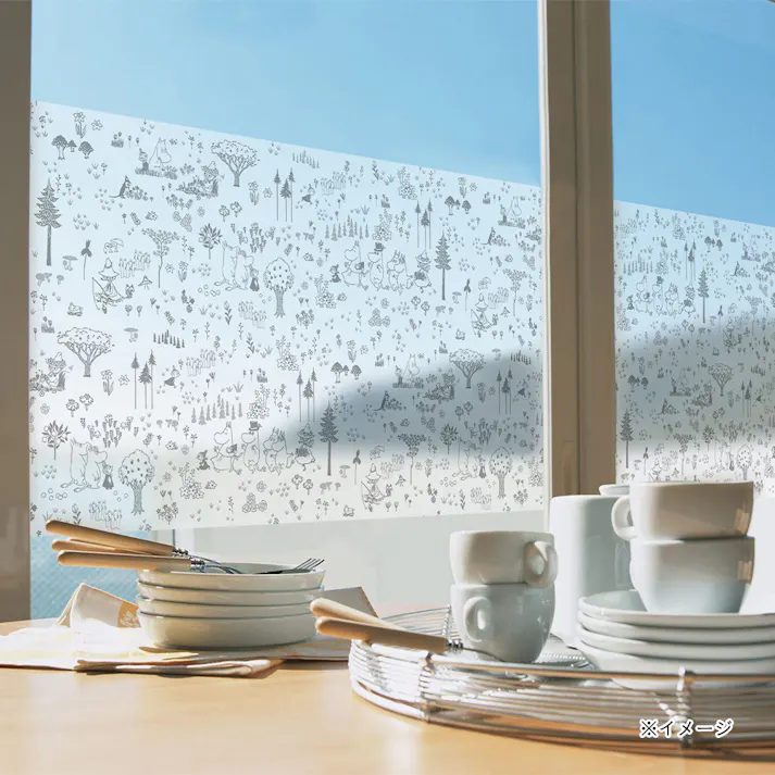 窓飾りシート大革命 貼ってはがせる窓飾りシート ムーミン窓フィルム ムーミンと仲間 丈46cm×長さ90cm巻