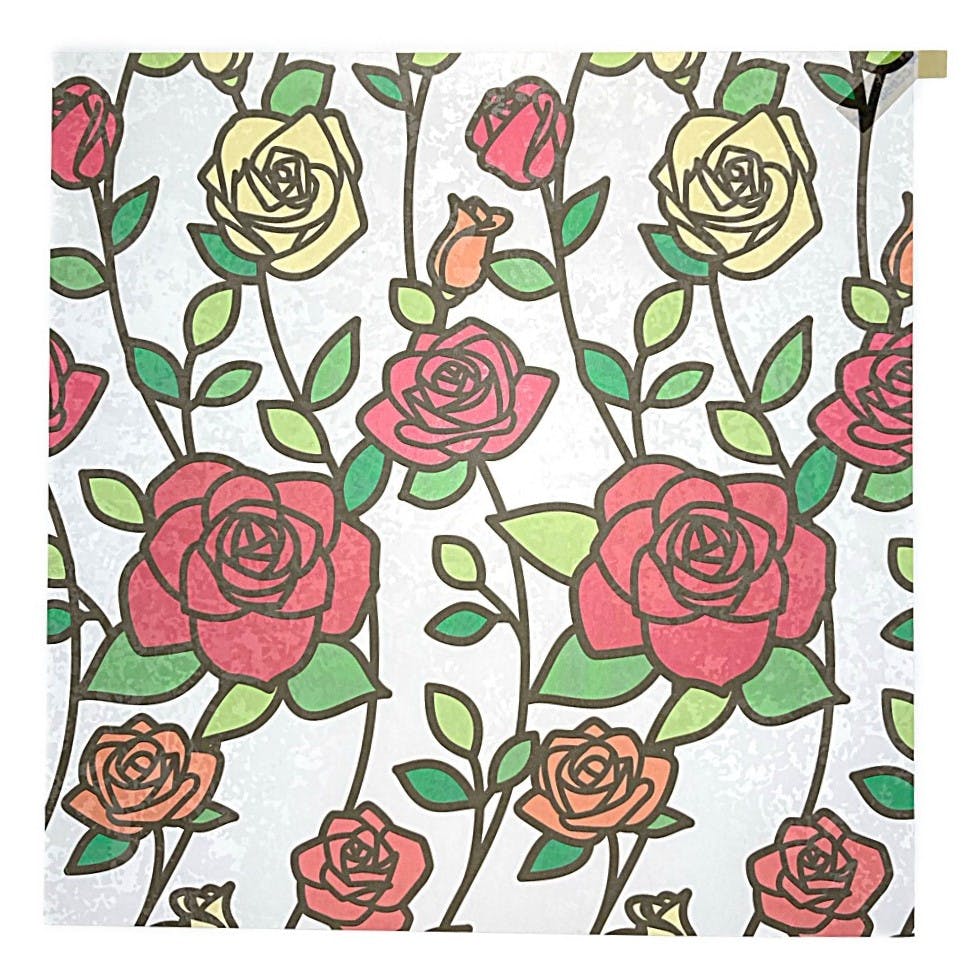 貼ってはがせるステンドグラスシール ローズ模様 SGJ-101SS 22cm×22cm