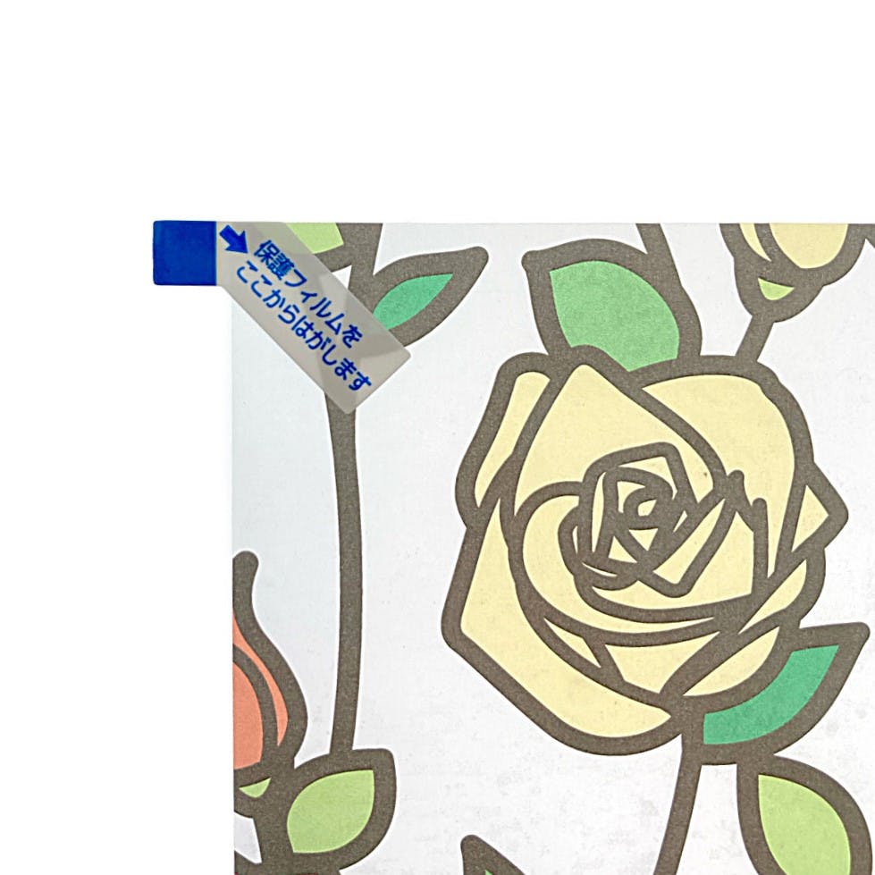 貼ってはがせるステンドグラスシール ローズ模様 SGJ-101SS 22cm×22cm