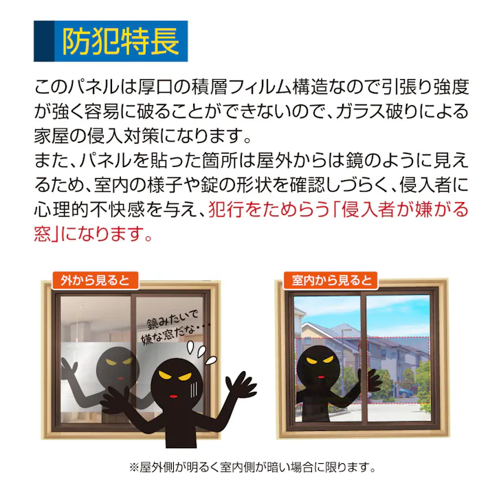 防犯対策フィルム ミラータイプ たて30cm よこ30cm 2枚入