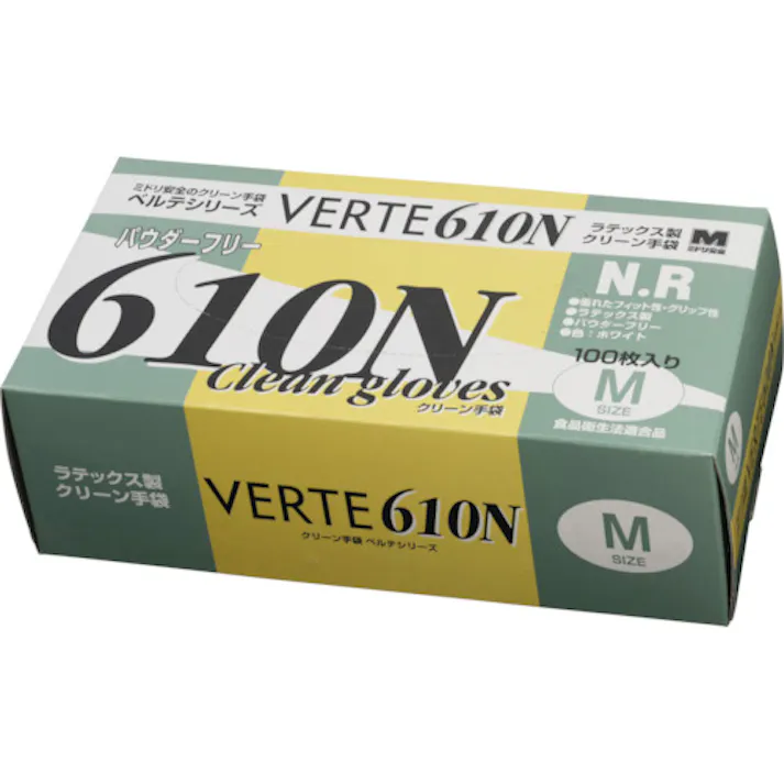 【CAINZ-DASH】ミドリ安全 天然ゴムディスポ手袋 Mサイズ (100枚入) VERTE-610-N-M【別送品】