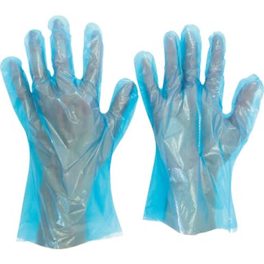 【CAINZ-DASH】ミドリ安全 ポリエチレン使い捨て手袋　片エンボス　２００枚入　青　Ｌ VERTE-504-L【別送品】