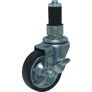 【CAINZ-DASH】矢崎化工 パイプキャスター 車輪径Φ100 自在車 導電ゴム車輪 ストッパー付 YGR-100SE YGR-100SE【別送品】