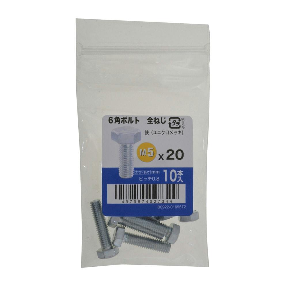 六角ボルト全ねじ 10入り 5×20